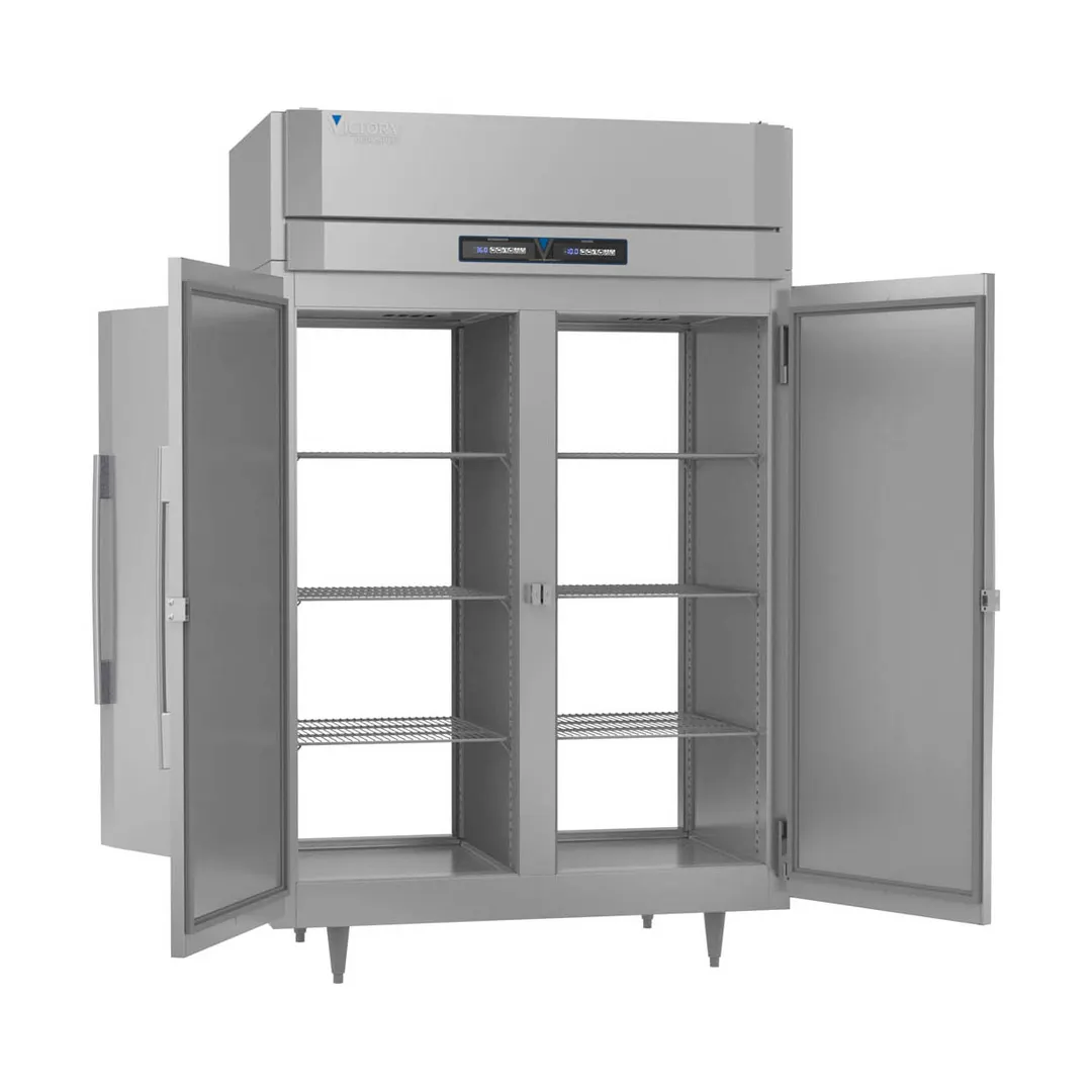 Victory RFS-2D-S1-PT-HC 52" 2-Section Pass-Thru Refrigerator Freezer Combo w/ 4 Solid Doors