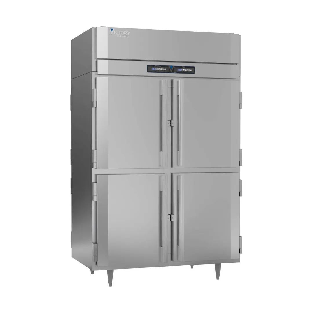 Victory RFS-2D-S1-PT-HD-HC 52" 2-Section Pass-Thru Refrigerator Freezer Combo w/ 8 Half Solid Doors