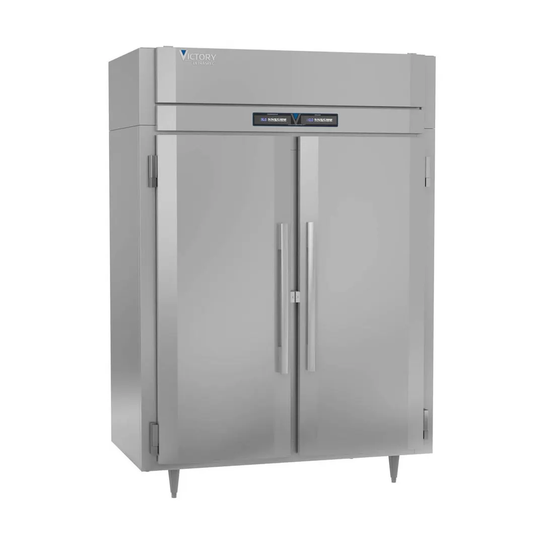 Victory RFSA-2D-S1-EW-HC 58" 2-Section Reach-In Refrigerator Freezer Combo w/ 2 Solid Doors, Aluminum Interior