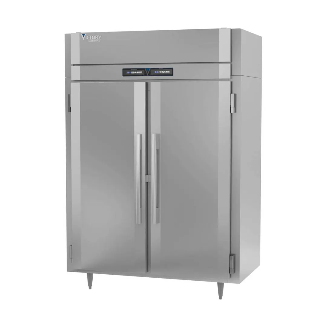 Victory RFSA-2D-S1-EW-HC 58" 2-Section Reach-In Refrigerator Freezer Combo w/ 2 Solid Doors, Aluminum Interior