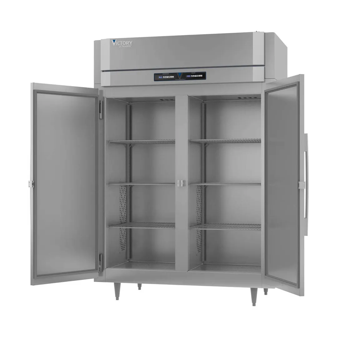 Victory RFSA-2D-S1-EW-HC 58" 2-Section Reach-In Refrigerator Freezer Combo w/ 2 Solid Doors, Aluminum Interior
