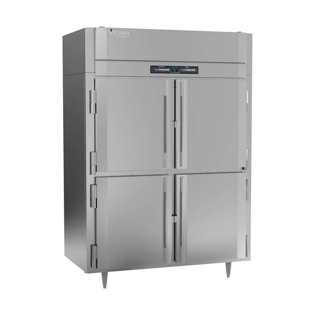 Victory RFSA-2D-S1-EW-HD-HC 58" 2-Section Reach-In Refrigerator Freezer Combo w/ 4 Half Solid Doors, Aluminum Interior