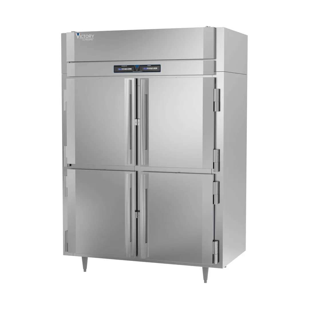 Victory RFSA-2D-S1-EW-HD-HC 58" 2-Section Reach-In Refrigerator Freezer Combo w/ 4 Half Solid Doors, Aluminum Interior