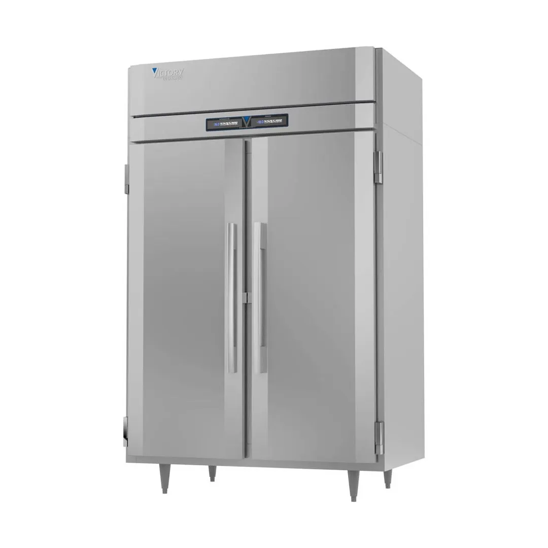 Victory RFSA-2D-S1-HC 52" 2-Section Reach-In Refrigerator Freezer Combo w/ 2 Solid Doors, Aluminum Interior
