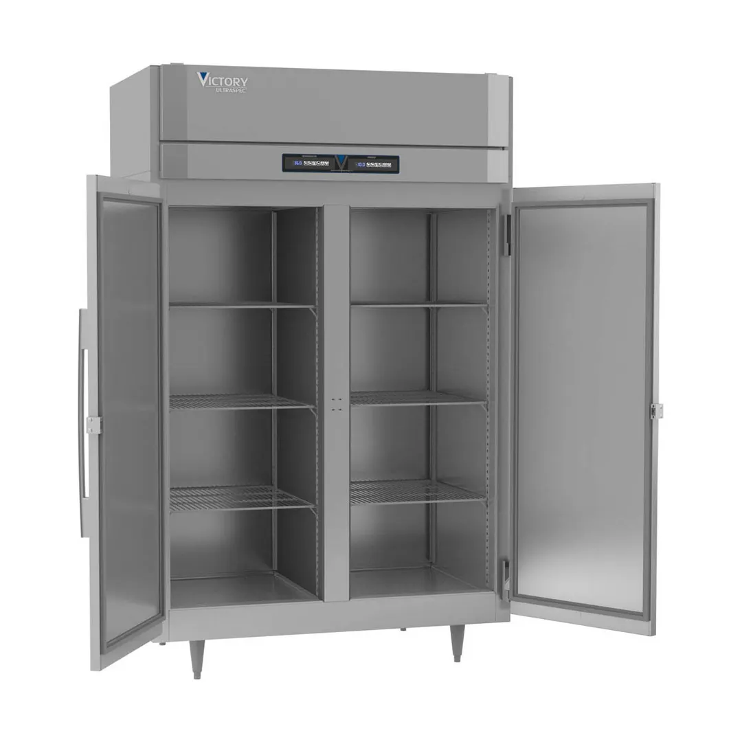 Victory RFSA-2D-S1-HC 52" 2-Section Reach-In Refrigerator Freezer Combo w/ 2 Solid Doors, Aluminum Interior