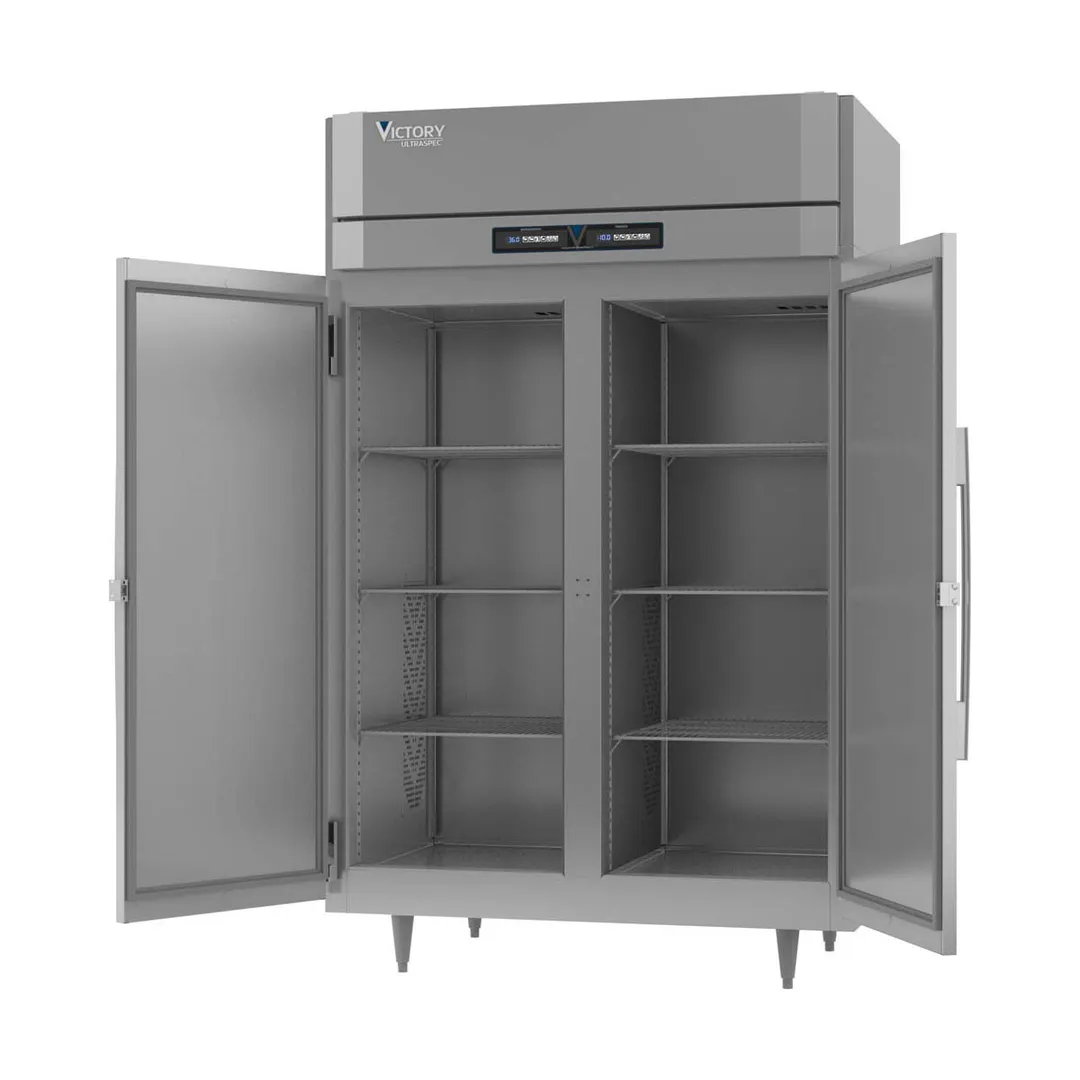 Victory RFSA-2D-S1-HC 52" 2-Section Reach-In Refrigerator Freezer Combo w/ 2 Solid Doors, Aluminum Interior