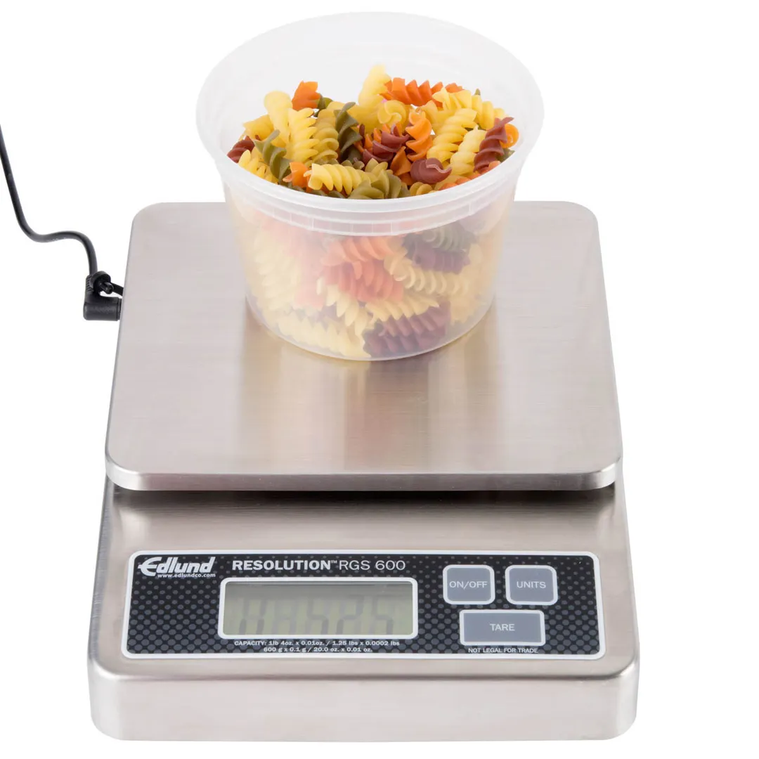 Edlund RGS-600 Digital Portion Scale – 1‑9 lb, Dual‑Voltage AC, Stainless Steel Housing, 0.01 oz Precision