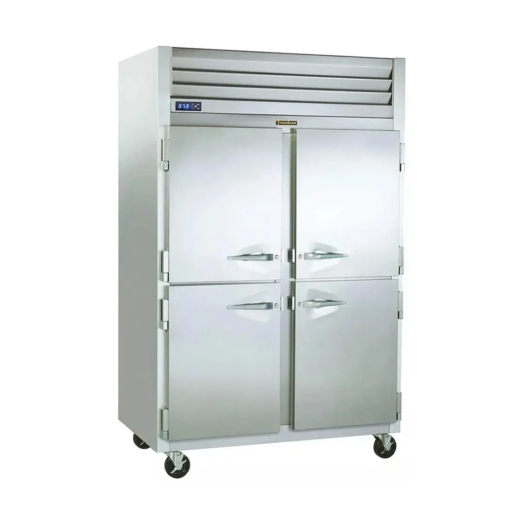 Traulsen RHT226W-HHS 58" 2-Section Reach-In Refrigerator w/ 4 Solid Half-Doors, Remote, 36.69 cu. ft.