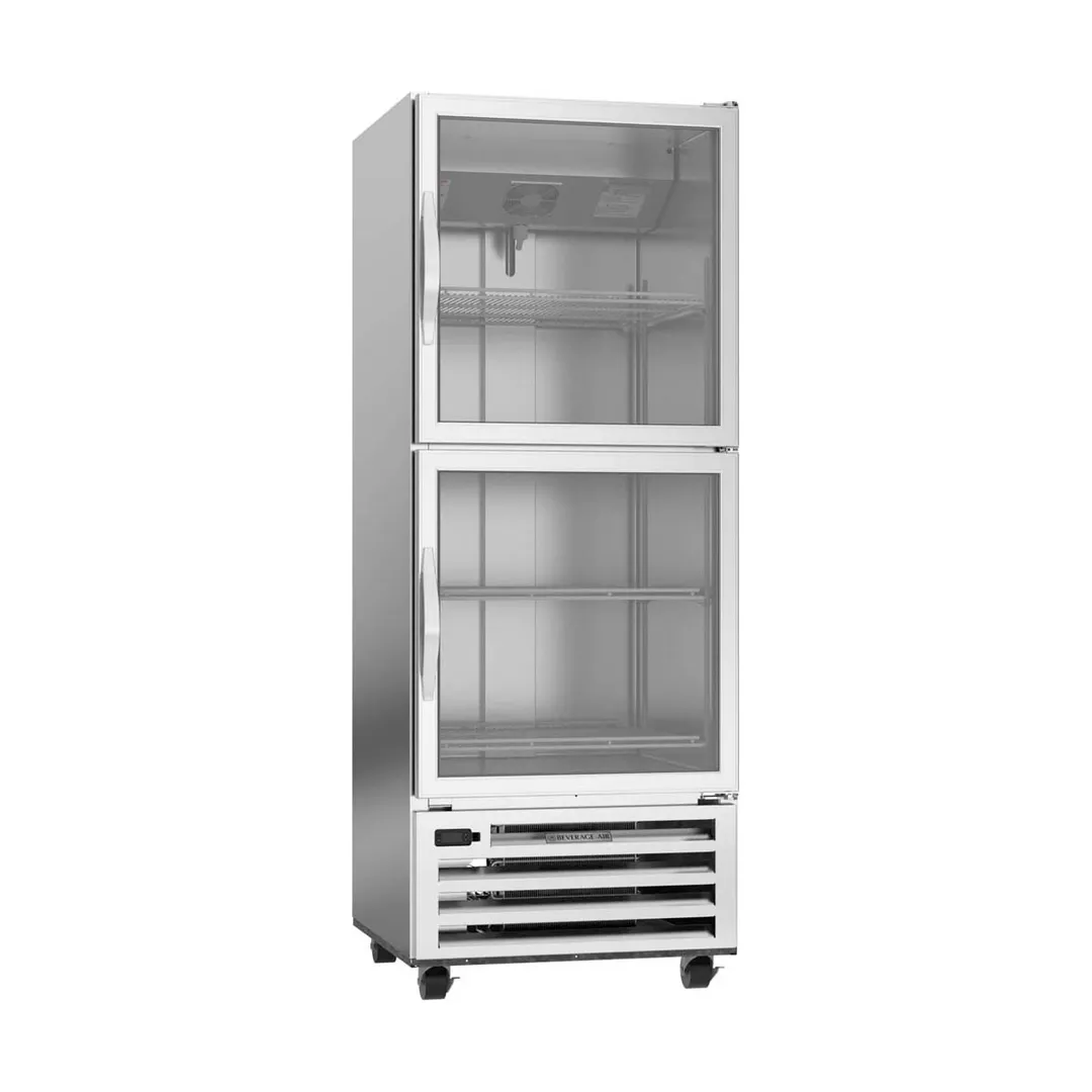 Beverage Air RI18HC-HG 27" 1-Section Reach-In Refrigerator w/ 2 Glass Half Doors, Bottom Mounted, 1/4 hp, 17 cu. ft.