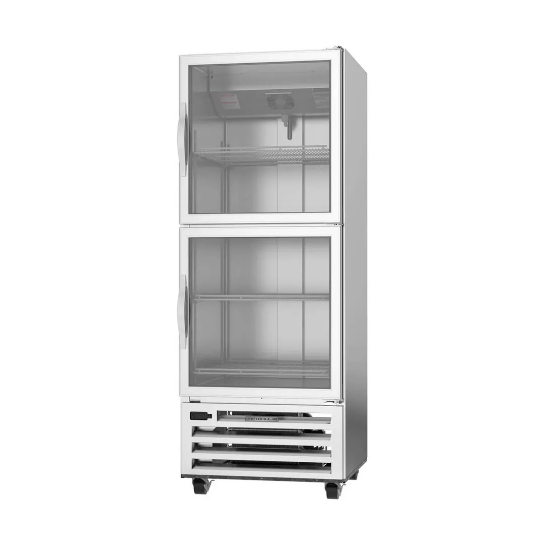 Beverage Air RI18HC-HG 27" 1-Section Reach-In Refrigerator w/ 2 Glass Half Doors, Bottom Mounted, 1/4 hp, 17 cu. ft.