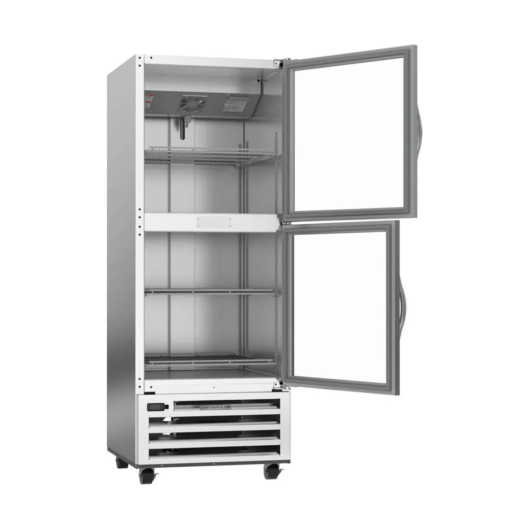 Beverage Air RI18HC-HG 27" 1-Section Reach-In Refrigerator w/ 2 Glass Half Doors, Bottom Mounted, 1/4 hp, 17 cu. ft.