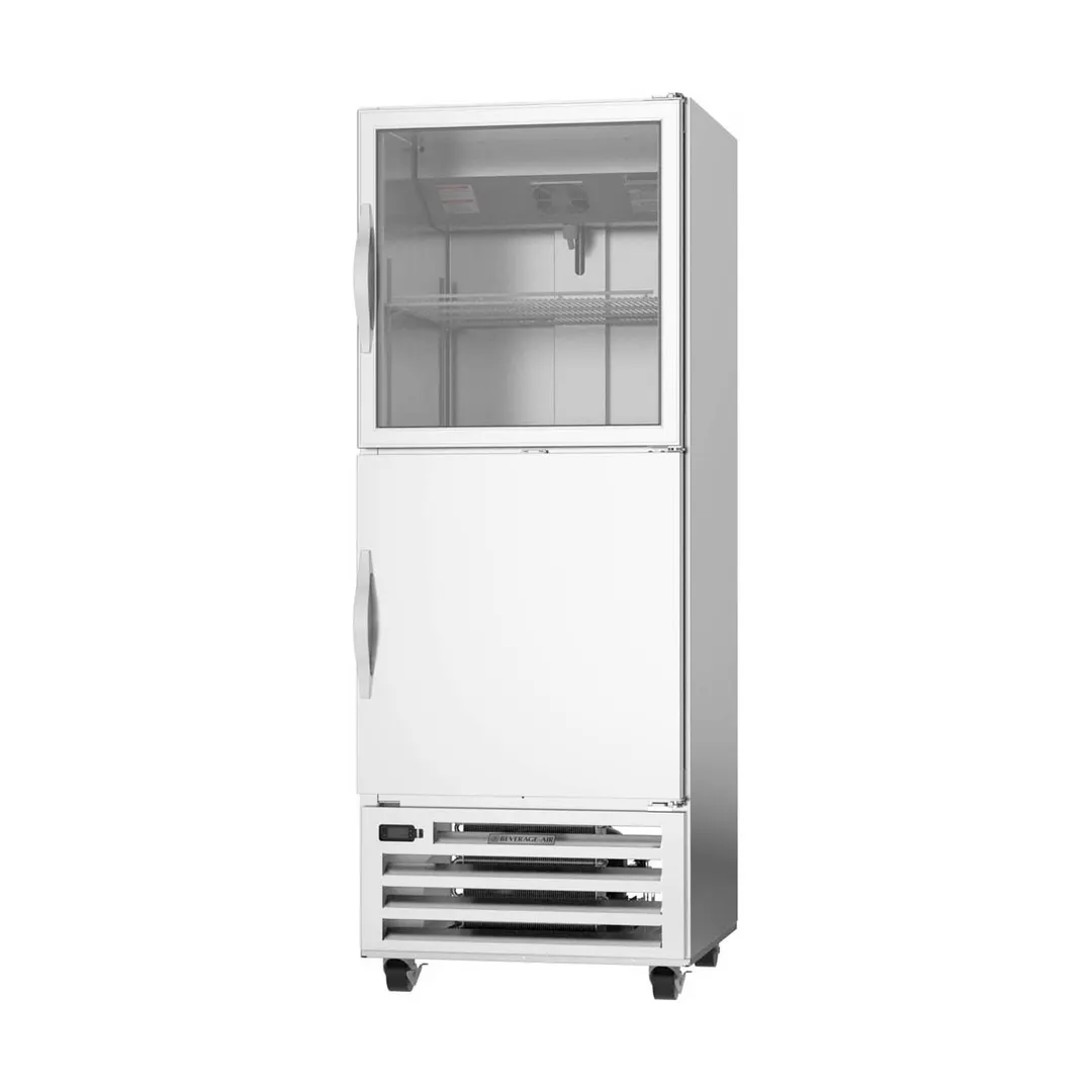 Beverage Air RI18HC-HGS, 27" 1-Section Reach-In Refrigerator w/ Top Glass & Bottom Solid Half Door, Bottom Mounted, 17 cu. ft.