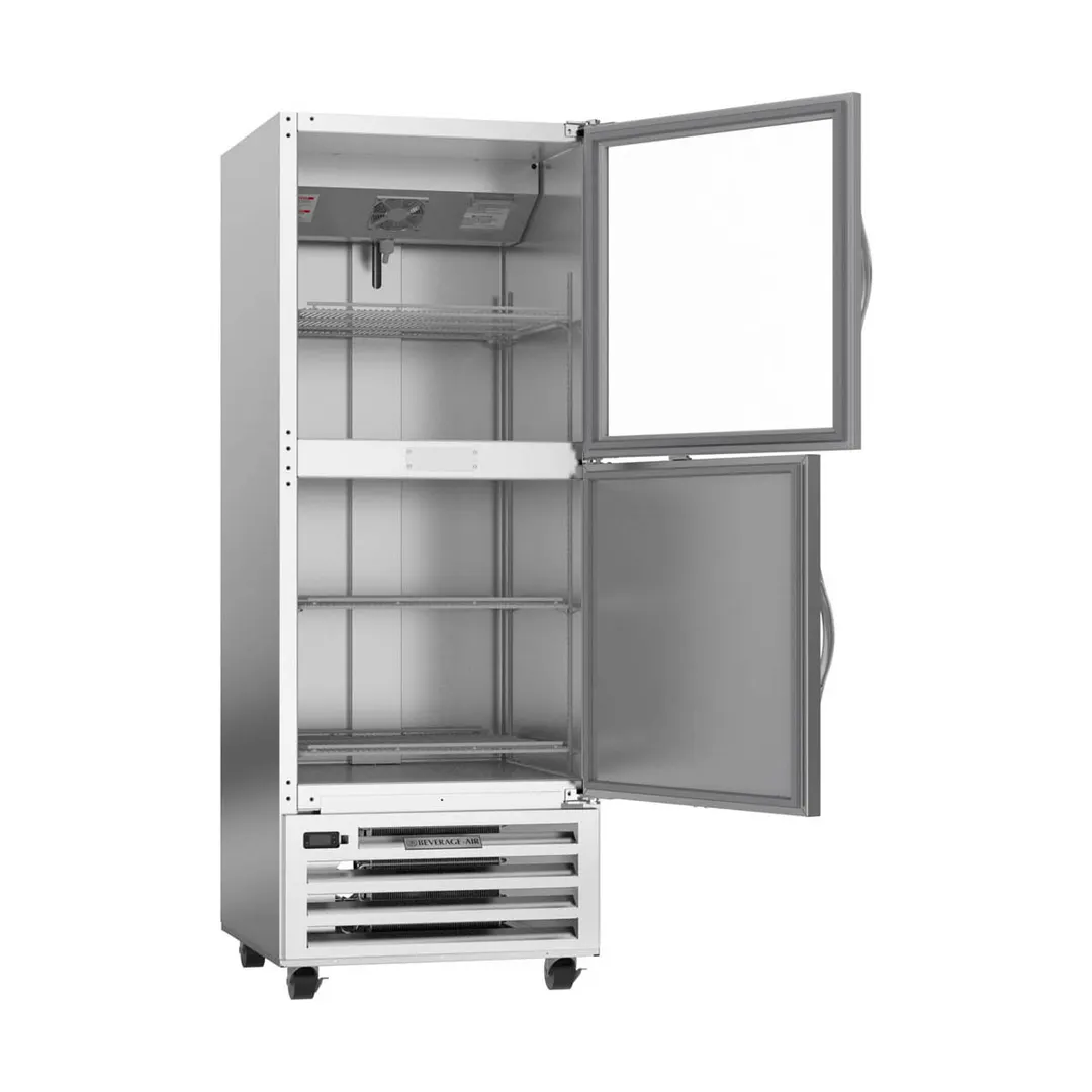 Beverage Air RI18HC-HGS, 27" 1-Section Reach-In Refrigerator w/ Top Glass & Bottom Solid Half Door, Bottom Mounted, 17 cu. ft.