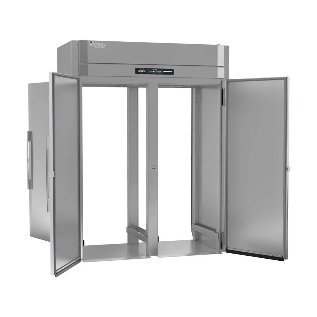 Victory RIS-2D-S1-PT-XH-HC 68" 2-Section Roll-Thru Refrigerator w/ 4 Solid Doors, Extra High, Stainless Steel, 85.76 cu. ft.
