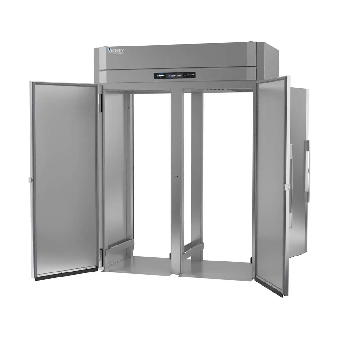 Victory RIS-2D-S1-PT-XH-HC 68" 2-Section Roll-Thru Refrigerator w/ 4 Solid Doors, Extra High, Stainless Steel, 85.76 cu. ft.