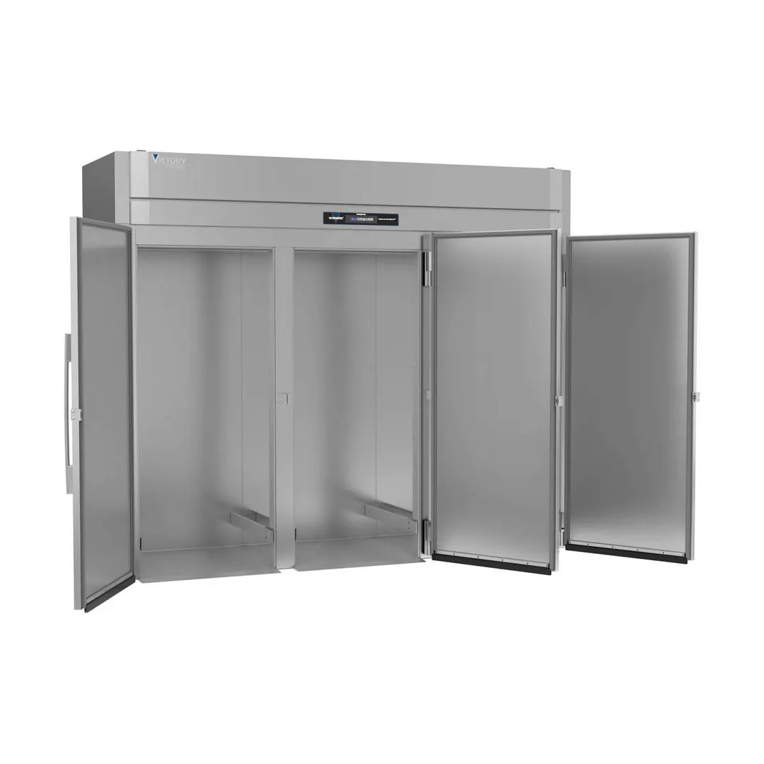 Victory RIS-3D-S1-HC 101" 3-Section Solid Door Roll-In Refrigerator, Stainless Steel, 106.81 cu. ft.