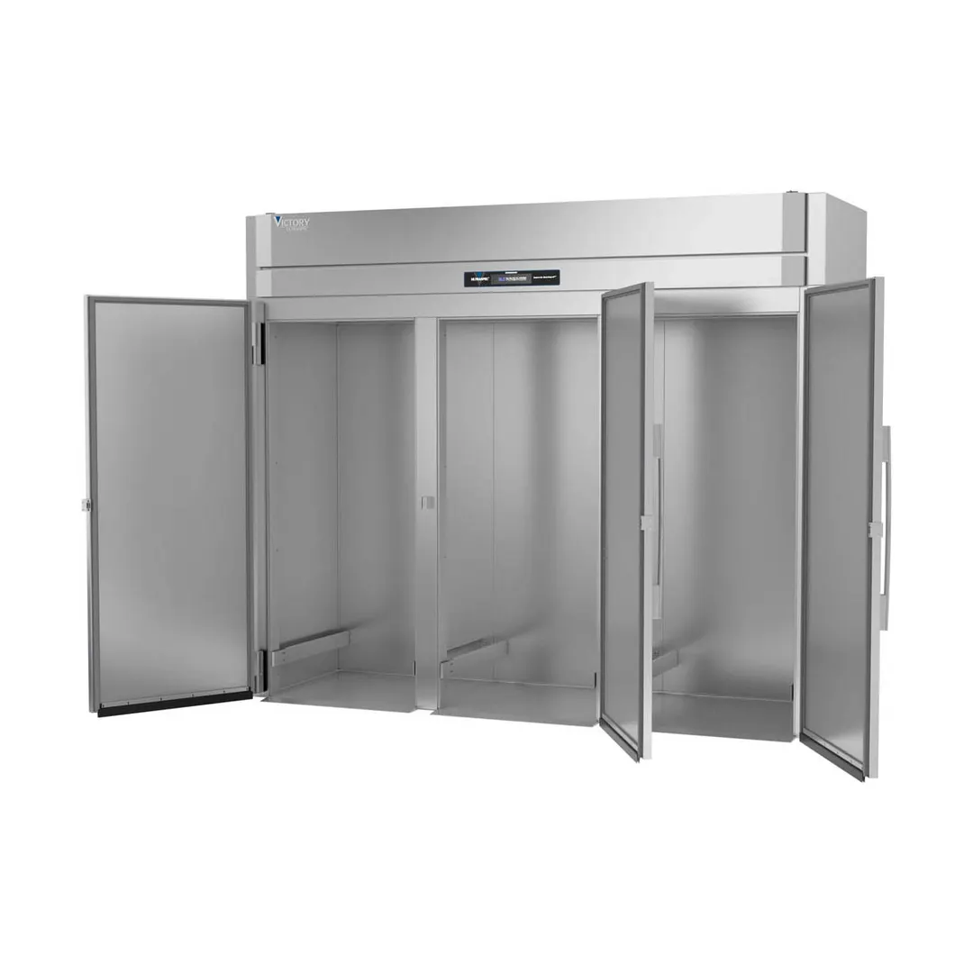 Victory RIS-3D-S1-HC 101" 3-Section Solid Door Roll-In Refrigerator, Stainless Steel, 106.81 cu. ft.