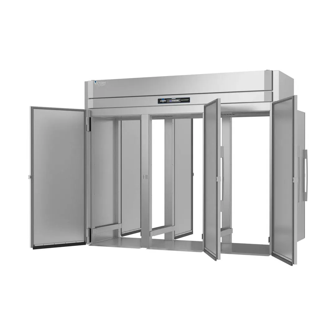 Victory RIS-3D-S1-PT-HC 101" 3-Section Roll-Thru Refrigerator w/ 6 Solid Doors, Stainless Steel, 118.3 cu. ft.
