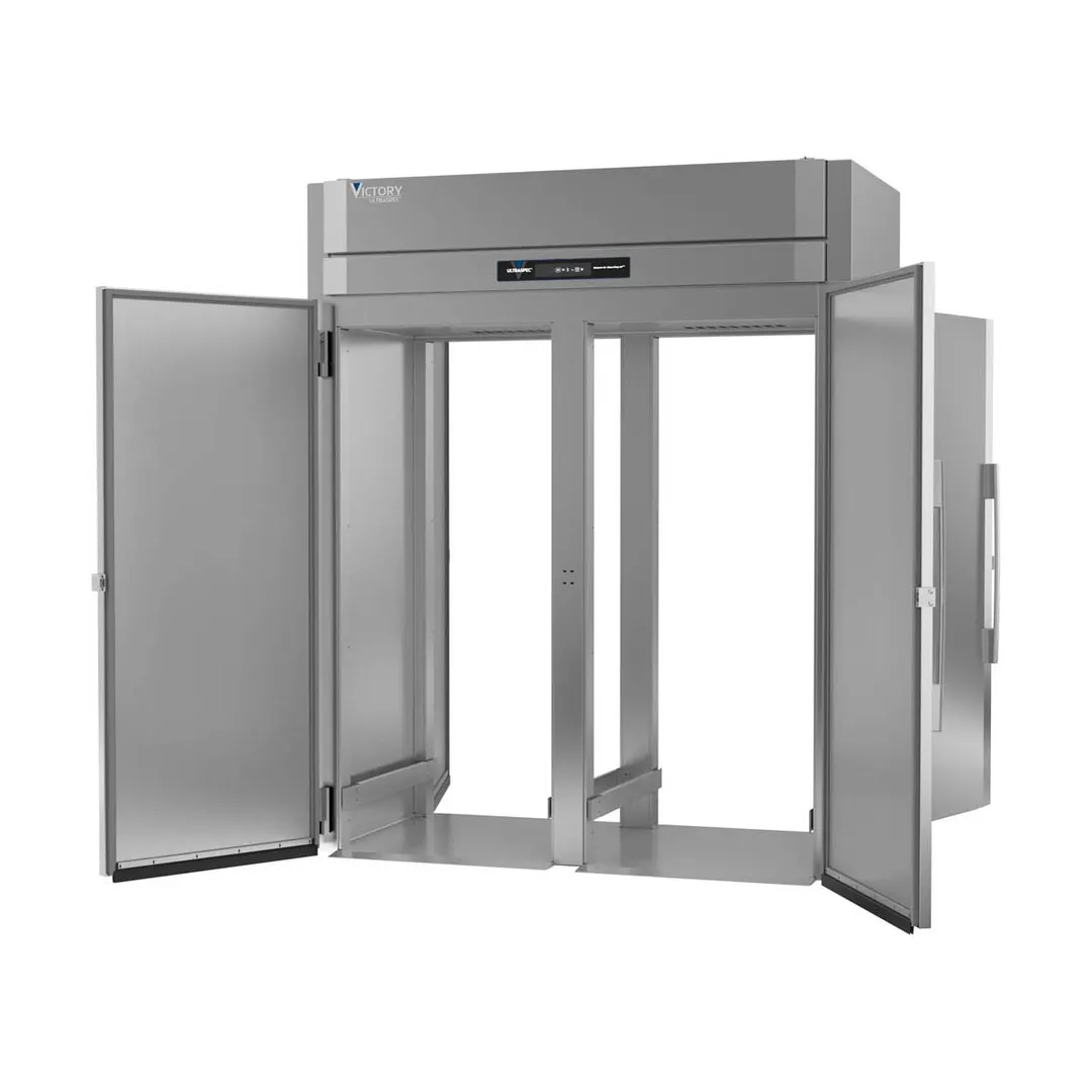 Victory RISA-2D-S1-PT-HC 68" 2-Section Roll-Thru Refrigerator w/ 4 Solid Doors, Aluminum Interior, 78.49 cu. ft.