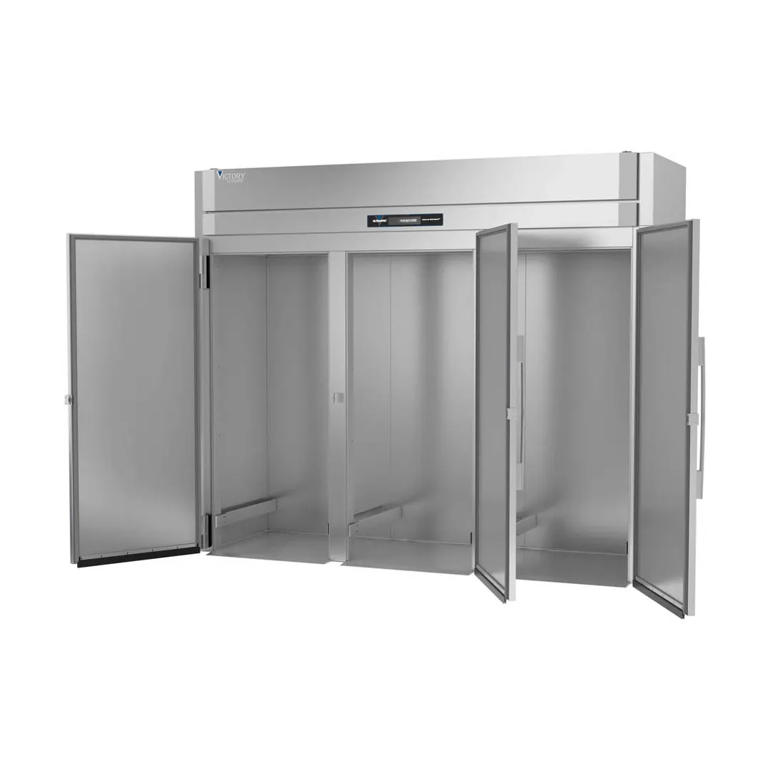 Victory RISA-3D-S1-HC 101" 3-Section Solid Door Roll-In Refrigerator, Aluminum Interior, 106.81 cu. ft.