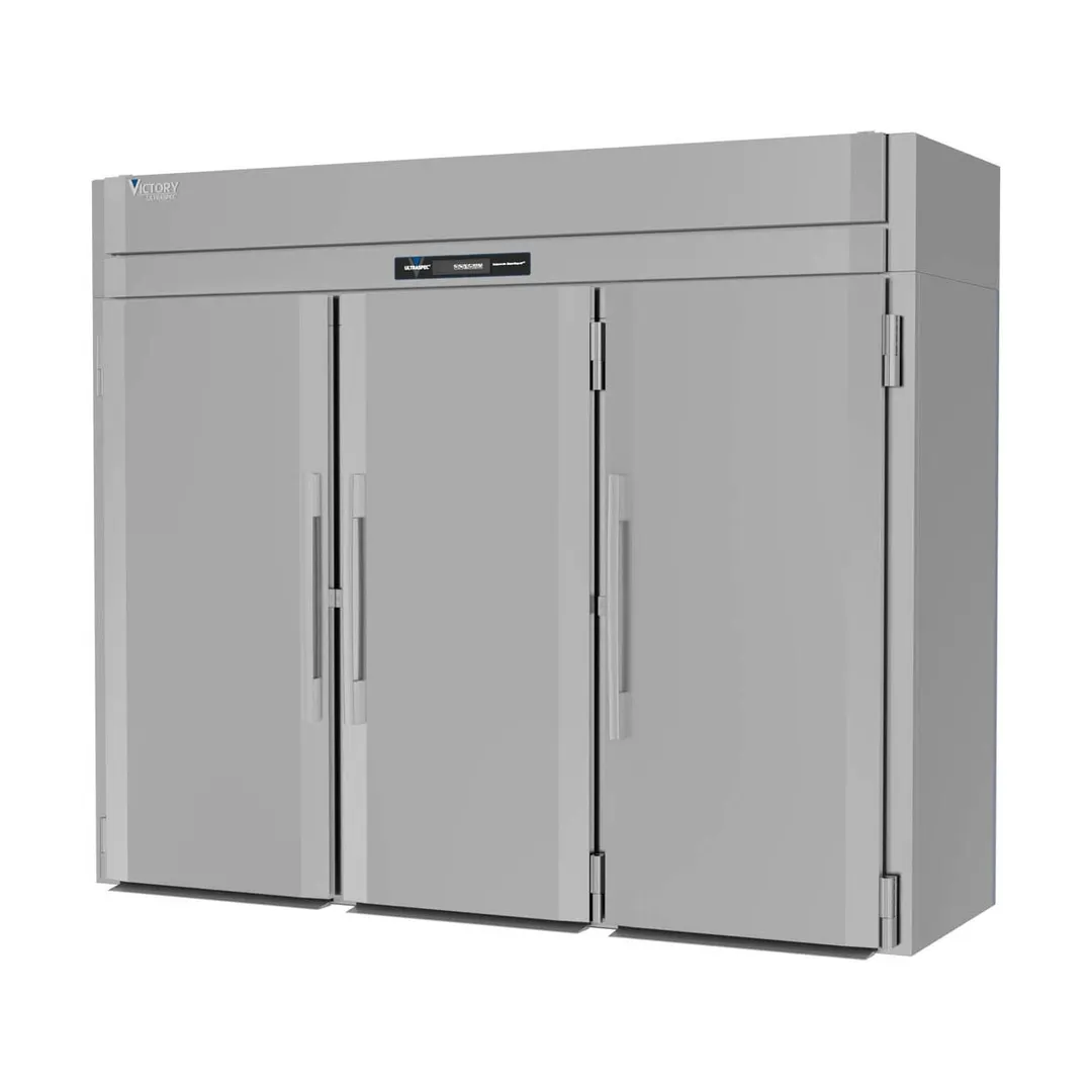 Victory RISA-3D-S1-PT-HC 101" 3-Section Roll-Thru Refrigerator w/ 6 Solid Doors, Aluminum Interior, 118.3 cu. ft.