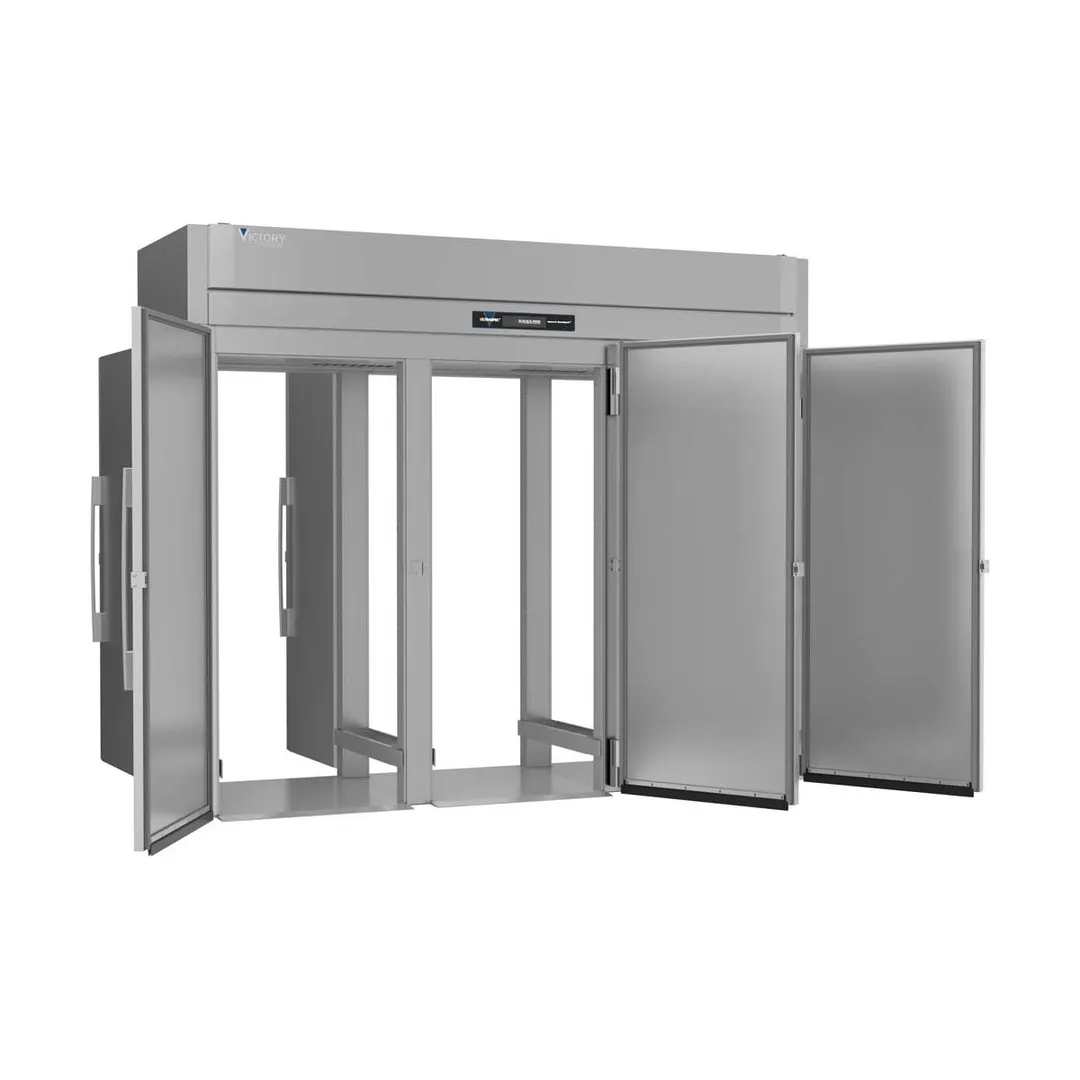 Victory RISA-3D-S1-PT-HC 101" 3-Section Roll-Thru Refrigerator w/ 6 Solid Doors, Aluminum Interior, 118.3 cu. ft.