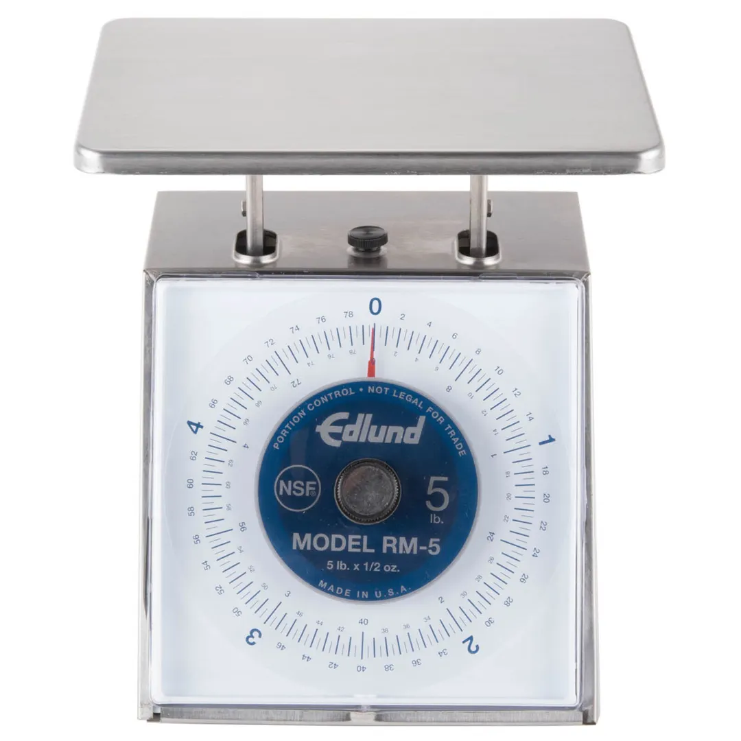 Edlund RM-5 Portion Scale – Stainless, 1‑9 lb Capacity, Rotating Dial, Sloped, 6‑7” Platform, Dishwasher‑Safe