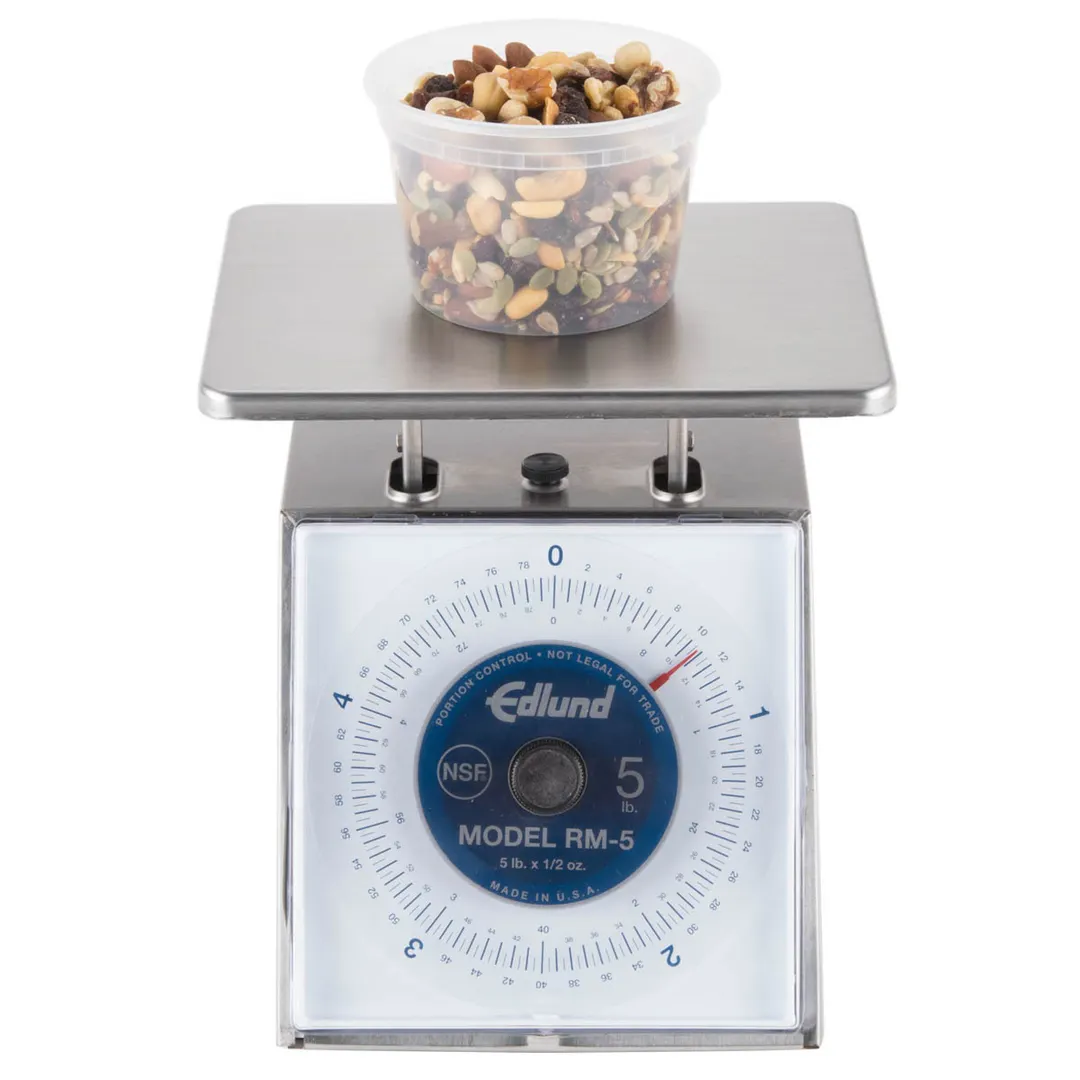 Edlund RM-5 Portion Scale – Stainless, 1‑9 lb Capacity, Rotating Dial, Sloped, 6‑7” Platform, Dishwasher‑Safe