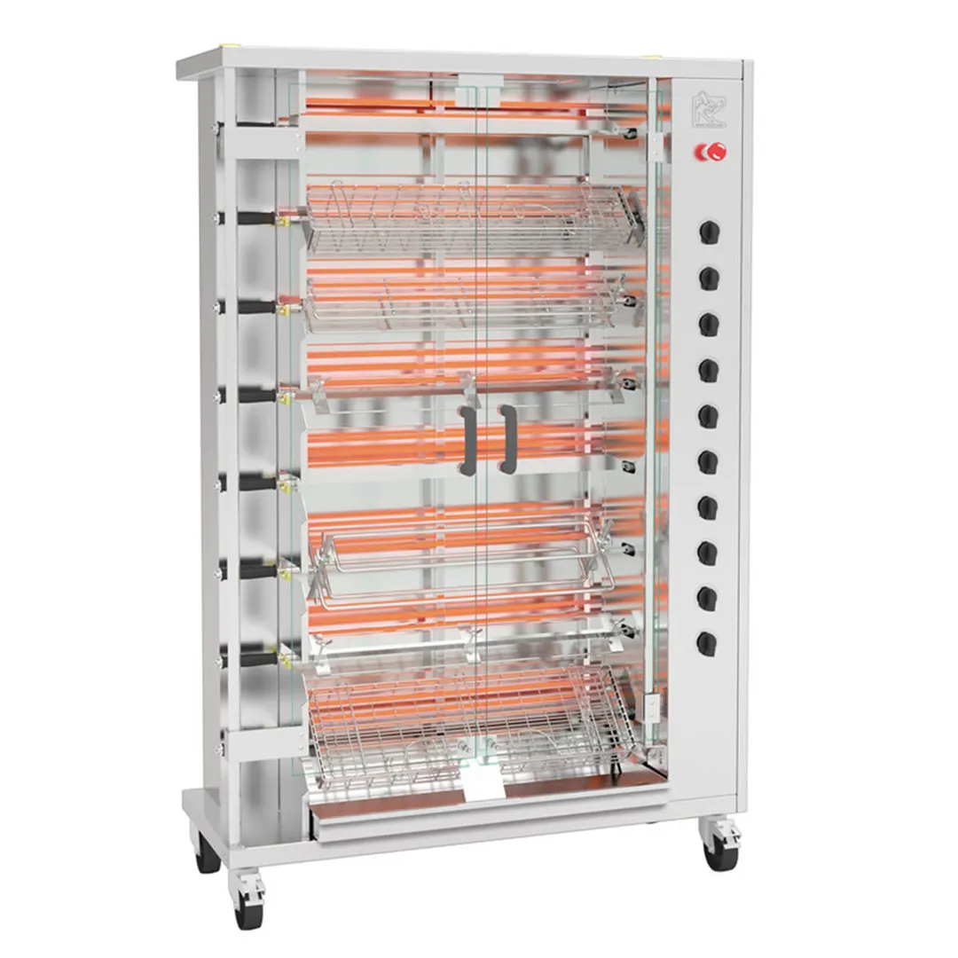 Rotisol USA FF1175-8G-SS Rotisserie Gas Oven w/ 8 Spits, Floor Model, 40-Chicken Capacity