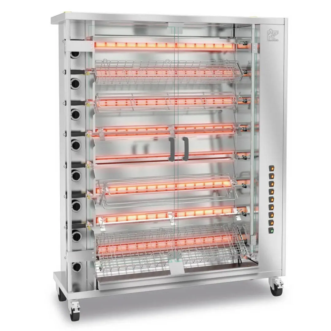 Rotisol USA FF1425-8G-SS Rotisserie Gas Oven w/ 8 Spits, Floor Model, 48-Chicken Capacity