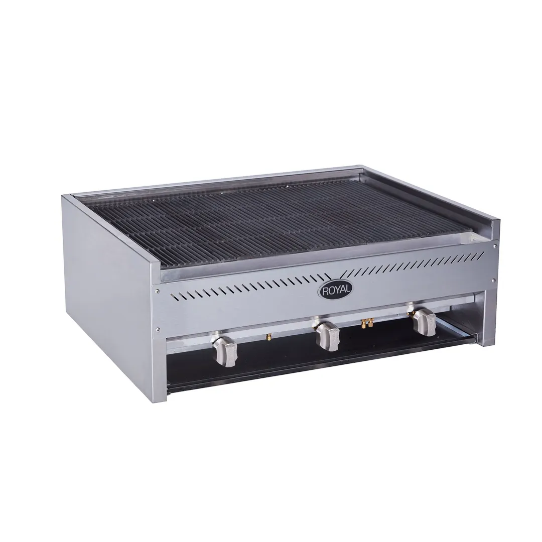 Royal Range of California RCB-60 60" Countertop Gas Lava Rock Charbroiler, (5) Burners, 200.000 BTU