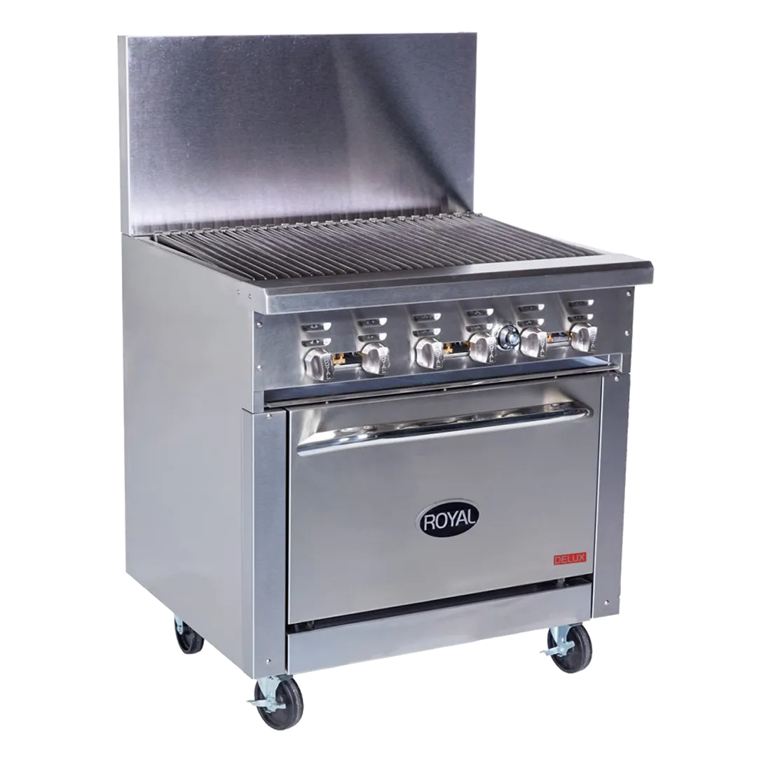 Royal Range of California RDR-48RB-126 48" Gas Restaurant Range w/ 48" Full Radiant Charbroiler, (1) Standard Oven, 155.000 BTU
