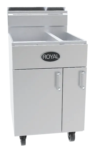 Royal Range of California RFT-5025 Full Pot Floor Model Gas Fryer w/ 50/25-lb Capacity, 5 Burners