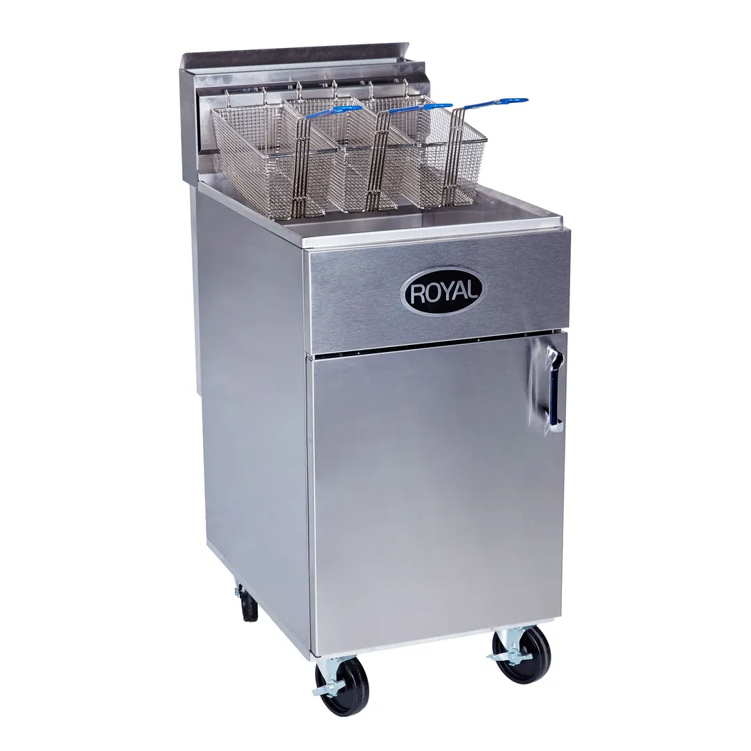Royal Range of California RFT-60 Full Pot Floor Model Gas Fryer w/ 60-lb Capacity, Tube-Fired