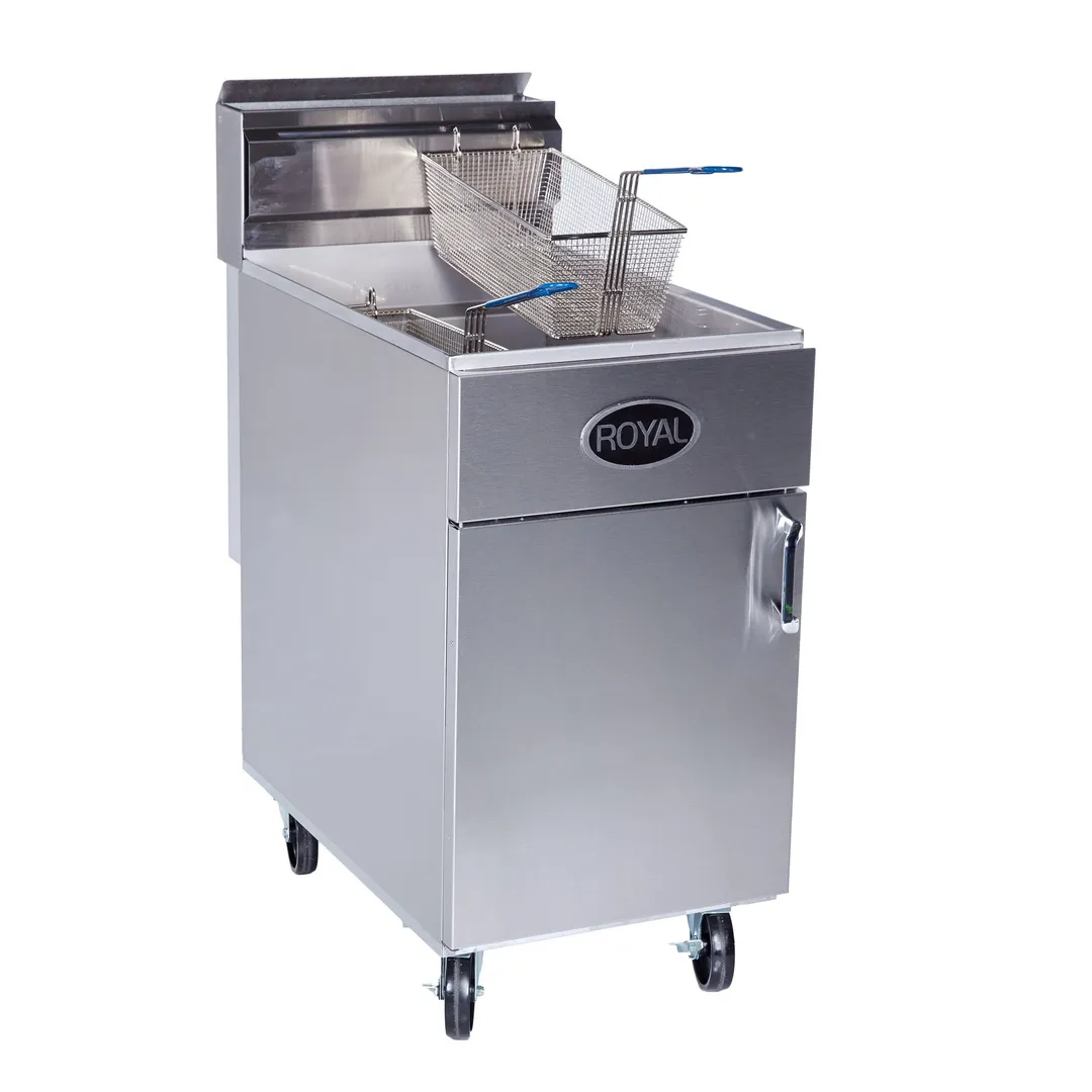 Royal Range of California RFT-75 Full Pot Floor Model Gas Fryer w/ 75-lb Capacity, Tube-Fired