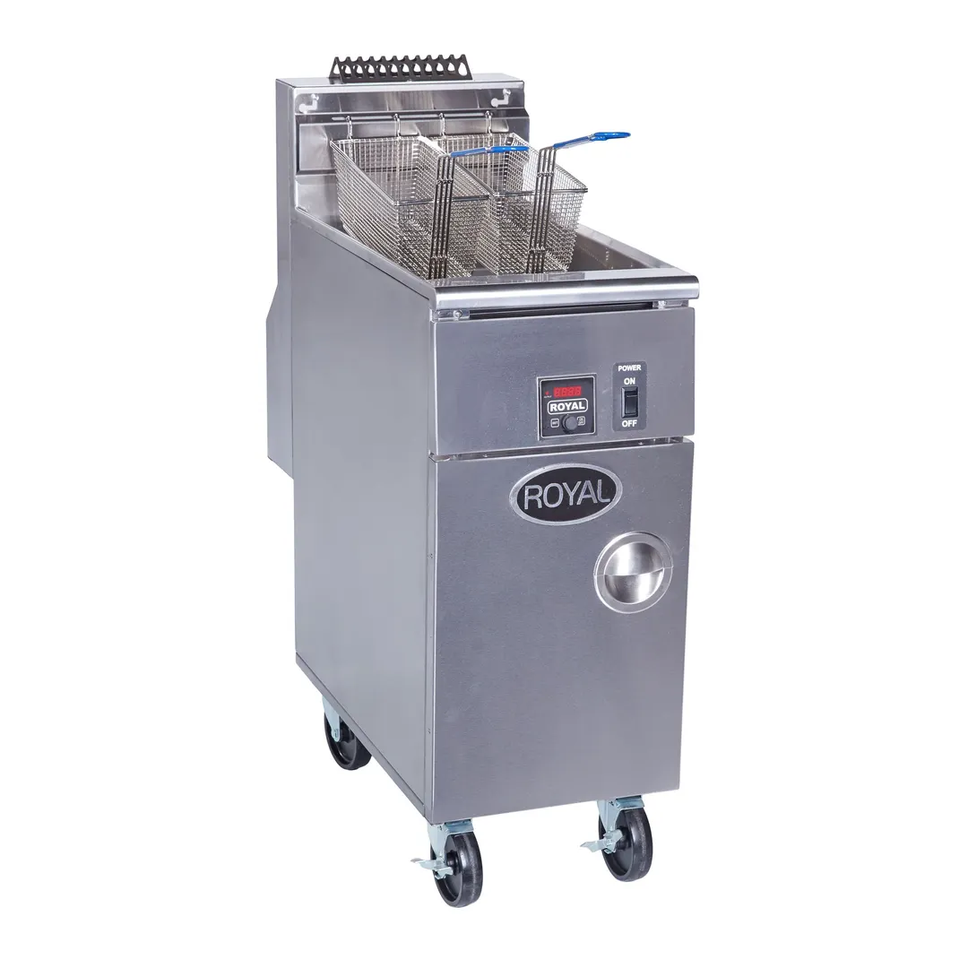 Royal Range of California RHEF-45-DM2 Full Pot Gas Fryer w/ 50-lb Capacity, Twin Baskets, 3 Burners