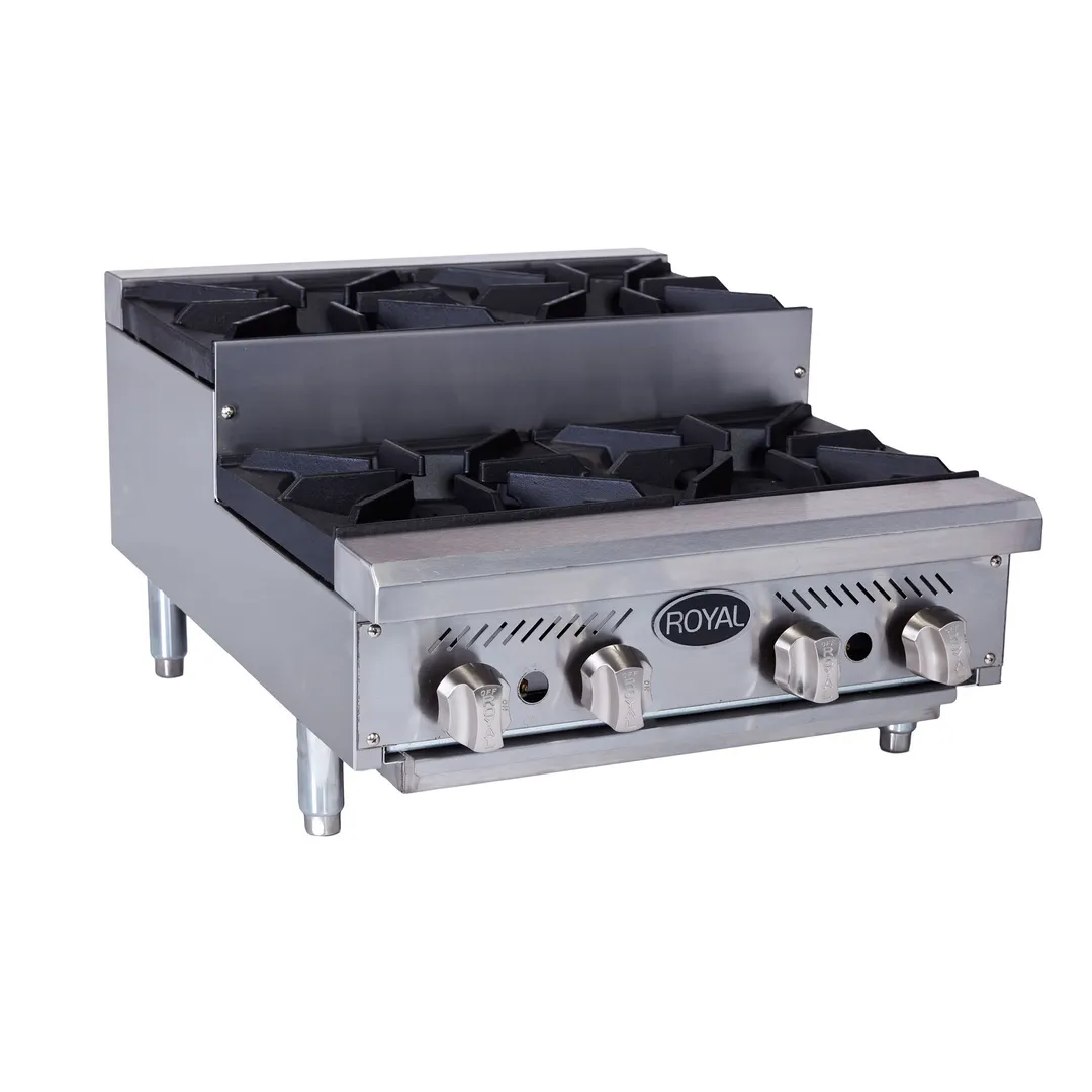 Royal Range of California RHP-24-4SU 24" Countertop Gas Hotplate with (4) Burners, Manual Controls, 120.000 BTU