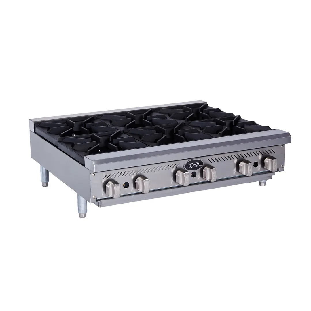 Royal Range of California RHP-36-6 36" Countertop Gas Hotplate with (6) Burners, Manual Controls, 180.000 BTU