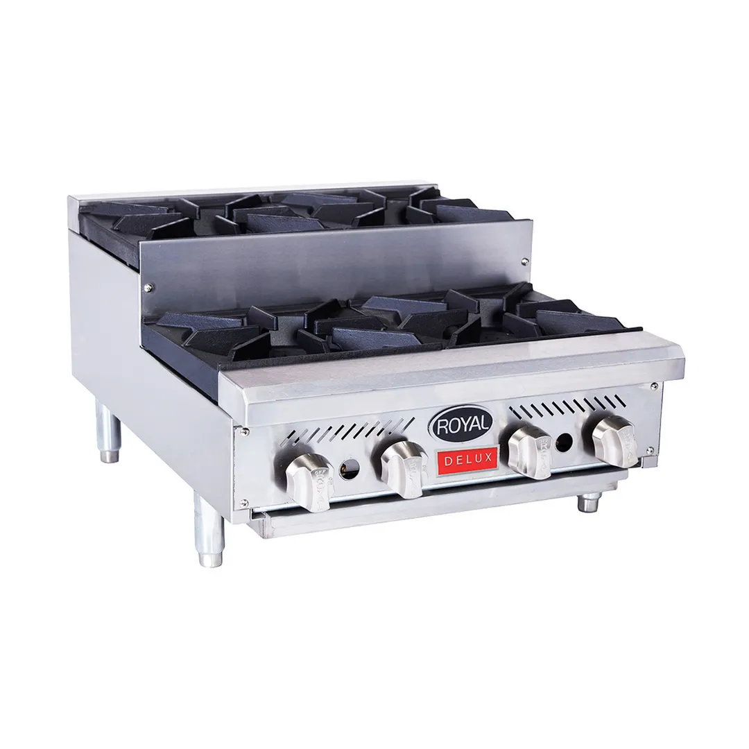 Royal Range of California RHP-36-6SU 36" Countertop Step-Up Gas Hotplate with (6) Burners, Manual Controls, 180.000 BTU