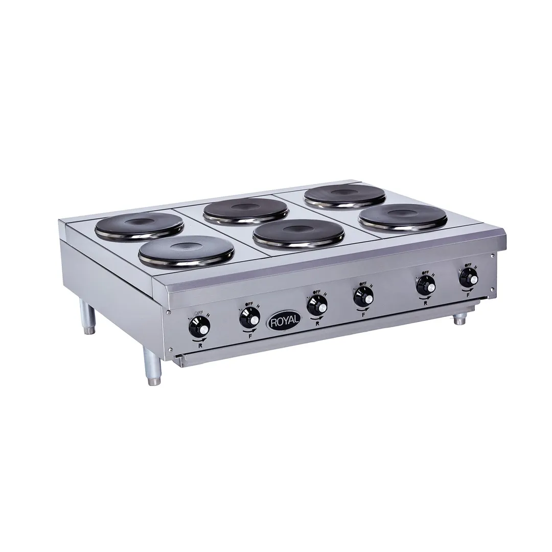Royal Range of California RHPE-24-2 24" Electric Countertop Hotplate w/ (2) Solid Burners, Horizontal Design, Manual Controls, 4.0 kW