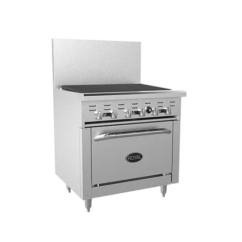 Royal Range of California RR-36RB-126 36" Gas Restaurant Range w/ 36" Full Radiant Charbroiler, (1) Standard Oven, 125.000 BTU