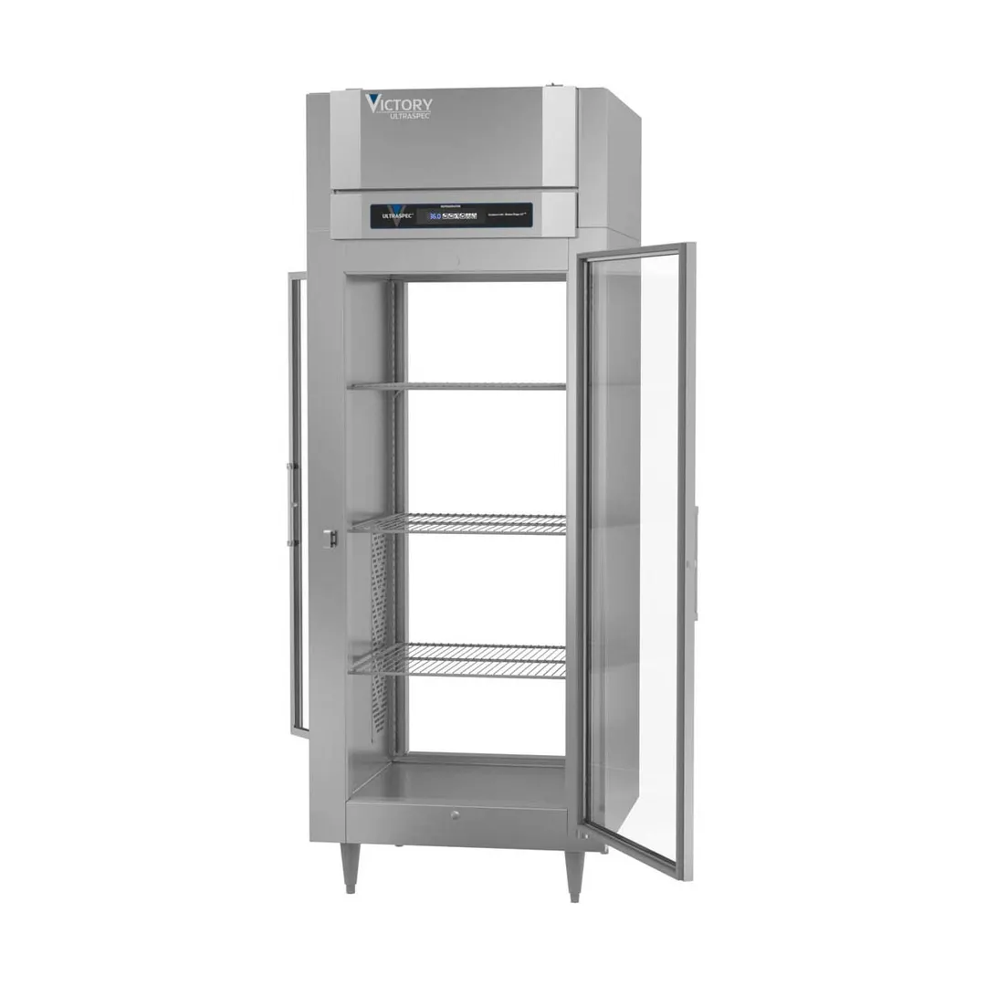 Victory RS-1D-S1-EW-PT-G-HC 1-Section Wide Pass-Thru Refrigerator w/ 2 Glass Swing Doors, Stainless Steel, 26. cu. ft.