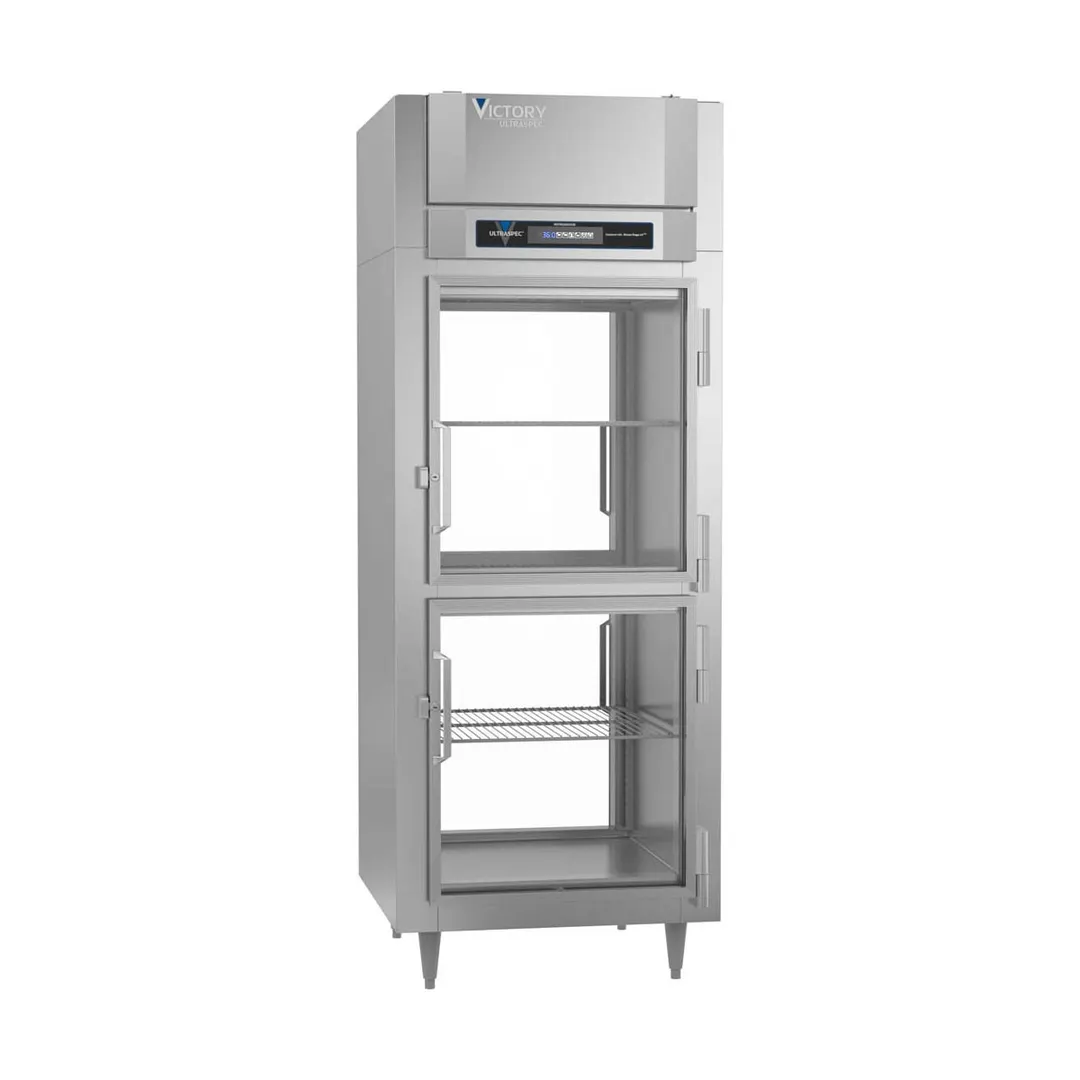 Victory RS-1D-S1-EW-PT-HG-HC 1-Section Wide Pass-Thru Refrigerator w/ 4 Half Glass Swing Doors, Stainless Steel, 26. cu. ft.