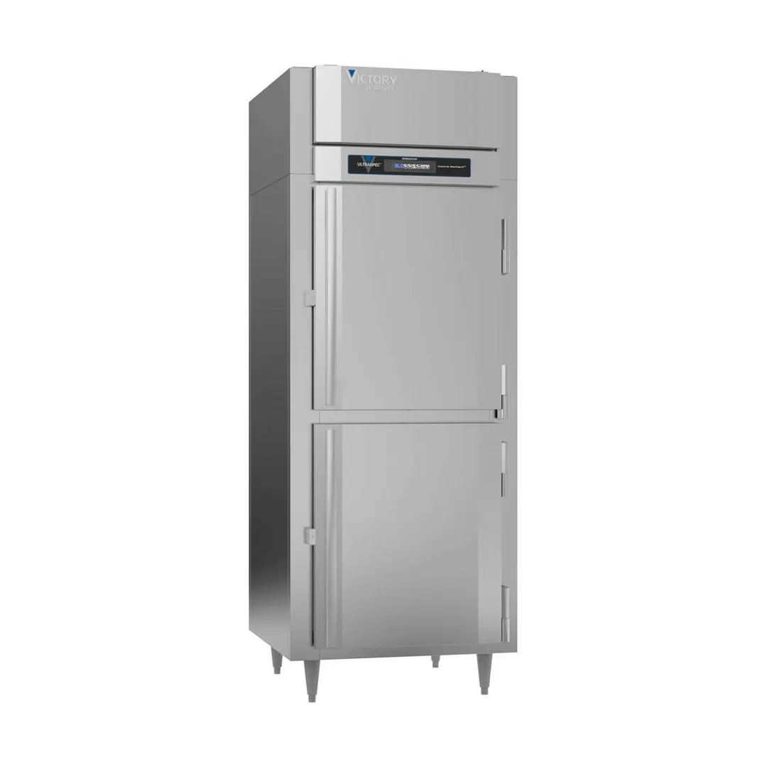 Victory RS-1D-S1-EW-PT-HD-HC 34" 1-Section Wide Pass-Thru Refrigerator w/ 4 Half Solid Swing Doors, Stainless Steel, 26. cu. ft.