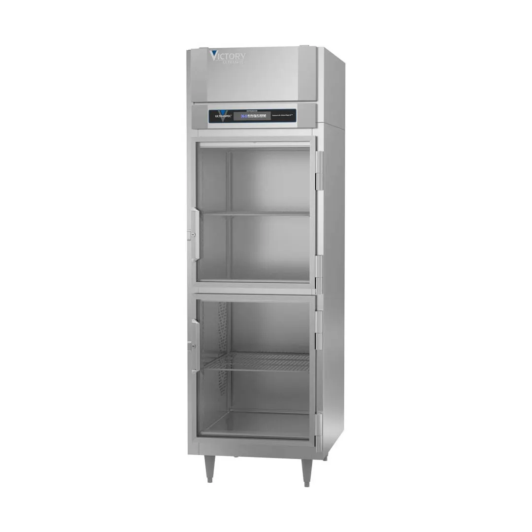 Victory RS-1D-S1-HG-HC 27"  1-Section Reach-In Refrigerator w/ 2 Swing Glass Half Doors, Stainless Steel, 21 cu. ft.