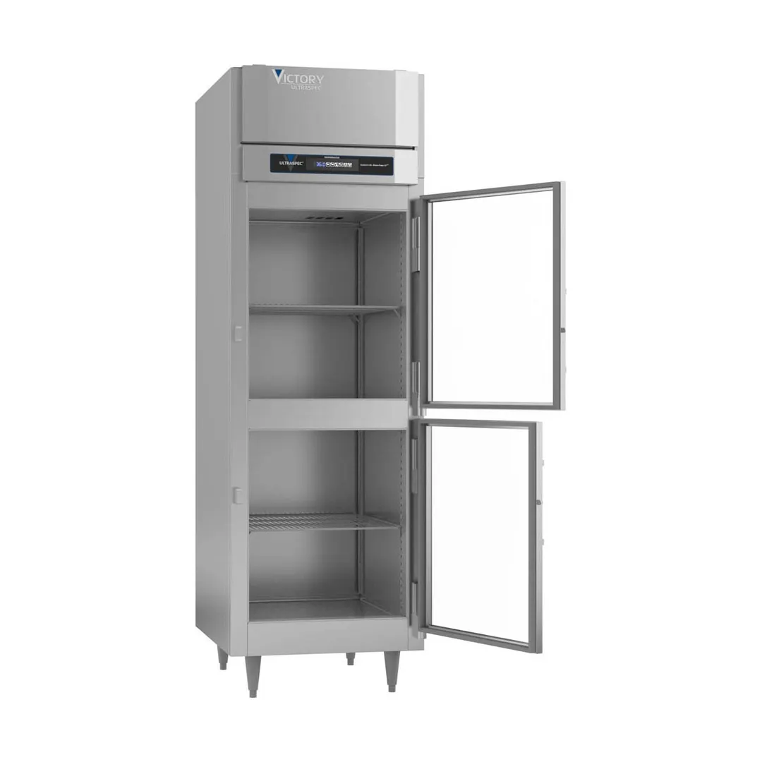 Victory RS-1D-S1-HG-HC 27"  1-Section Reach-In Refrigerator w/ 2 Swing Glass Half Doors, Stainless Steel, 21 cu. ft.