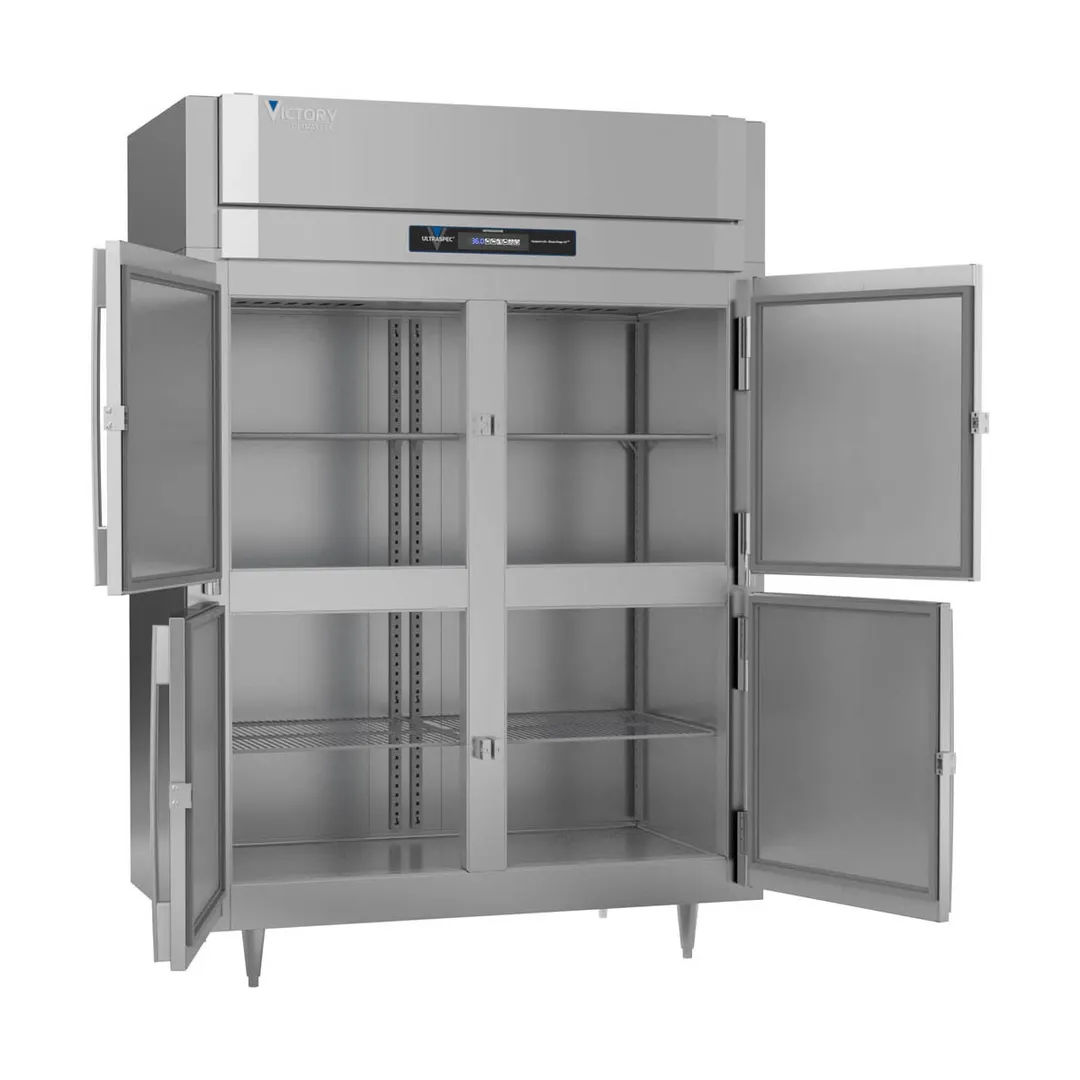 Victory RS-2D-S1-EW-HD-HC 58" 2-Section Wide Reach-In Refrigerator w/ 4 Solid Swing Half Doors, Stainless Steel, 49 cu. ft.