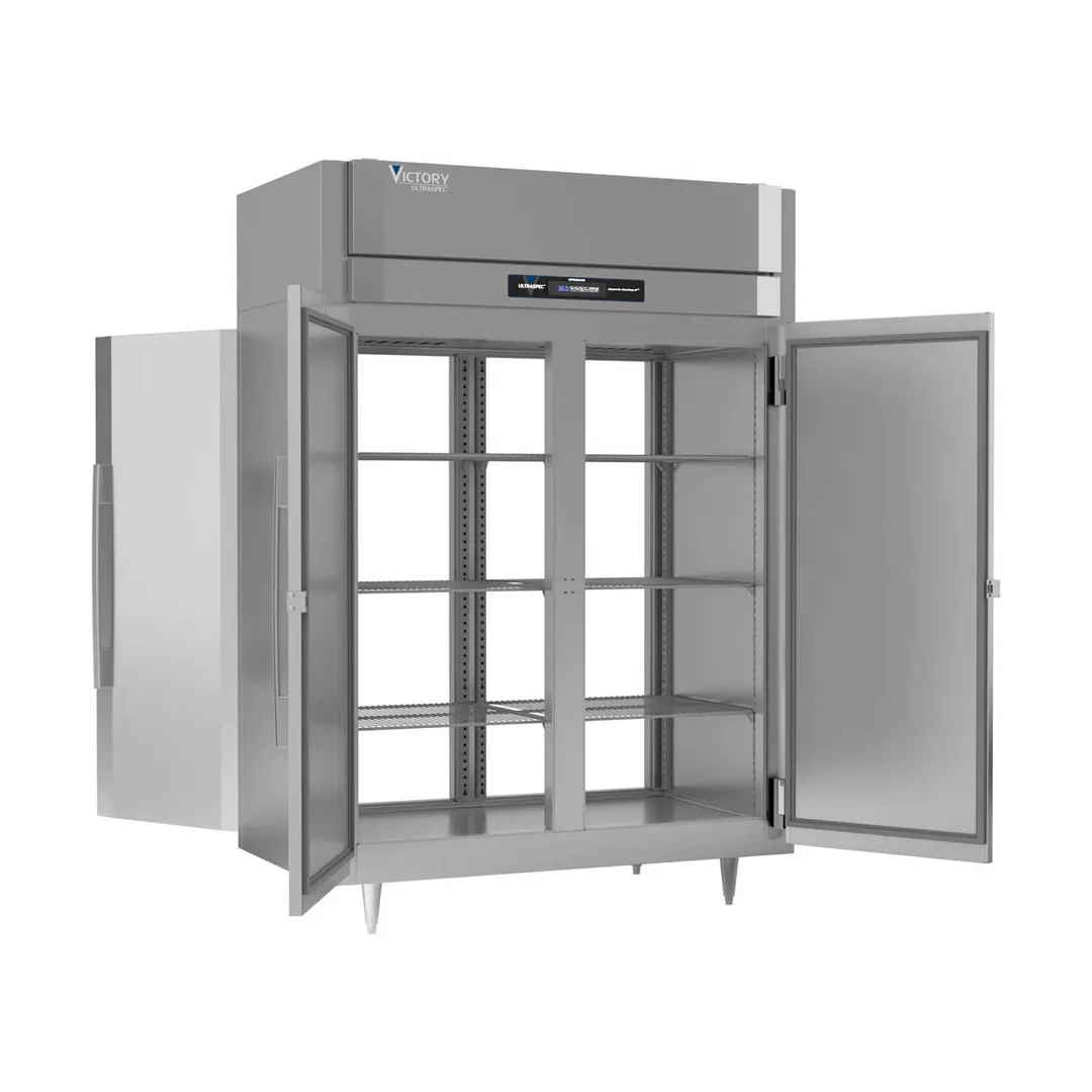 Victory RS-2D-S1-EW-PT-HC 58" 2-Section Wide Pass-Thru Refrigerator w/ 4 Solid Swing Full Doors, Stainless Steel, 53 cu. ft.
