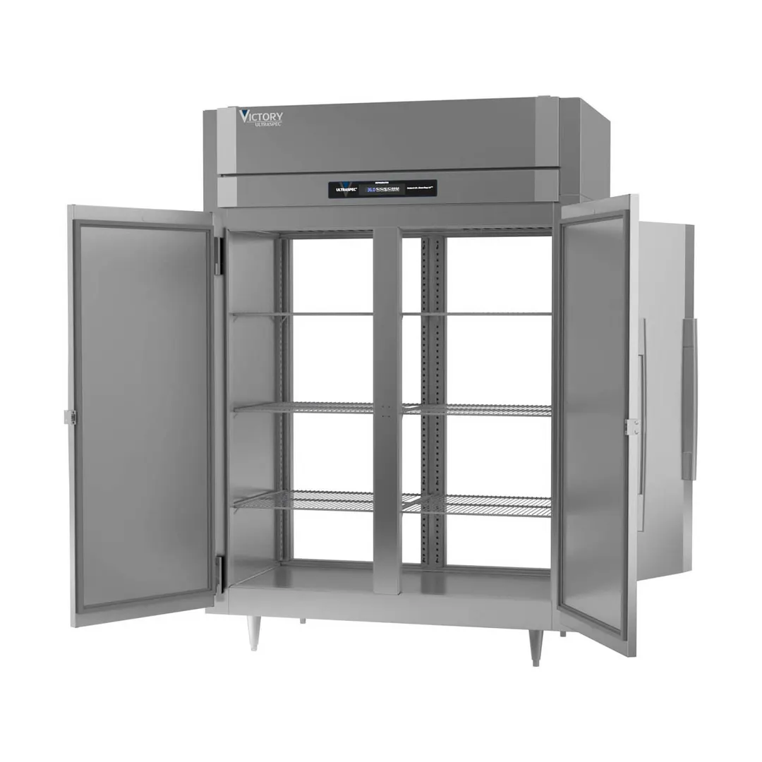 Victory RS-2D-S1-EW-PT-HC 58" 2-Section Wide Pass-Thru Refrigerator w/ 4 Solid Swing Full Doors, Stainless Steel, 53 cu. ft.