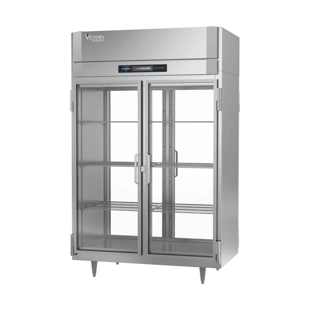 Victory RS-2D-S1-PT-G-HC 52" 2-Section Pass-Thru Refrigerator w/ 4 Glass Swing Full Doors, Stainless Steel, 48 cu. ft.